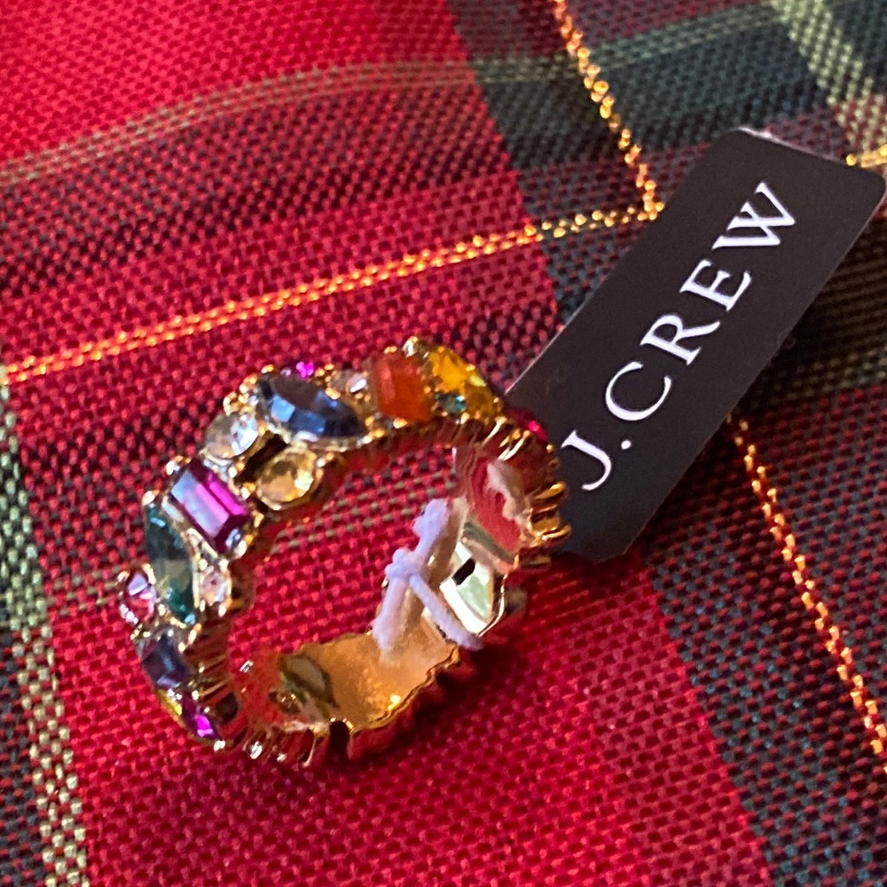 J Crew Faceted Cluster ring size 7 NWT and bag